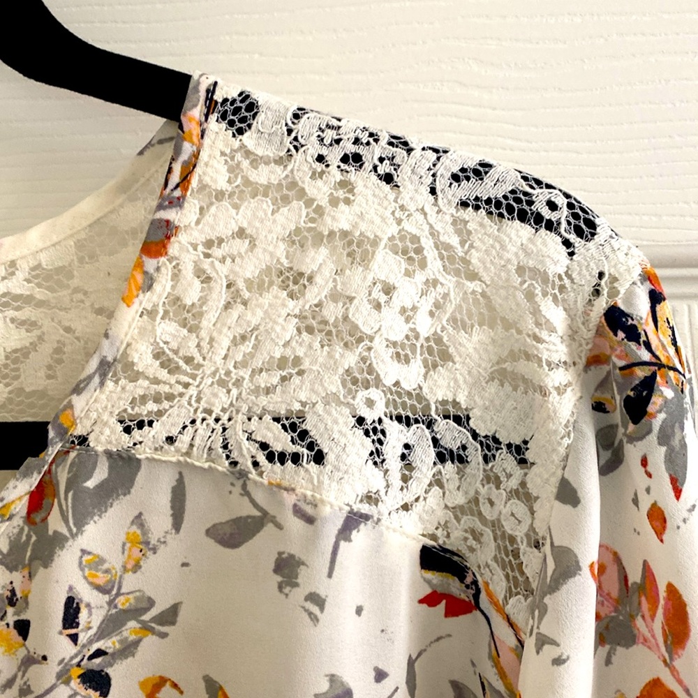 Van Heusen Lightweight Long Sleeve Lace Floral Cream White Blouse Shirt Top - Picture 8 of 10